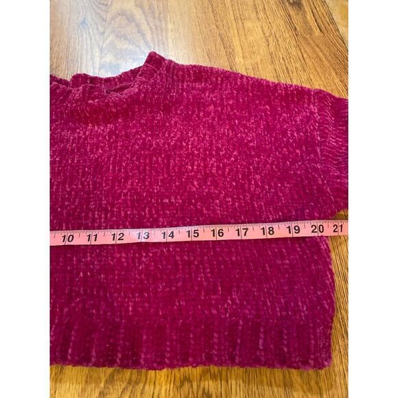 Forever 21, women's fuchsia long sleeve cropped pulloever sweater size small - Picture 6 of 7